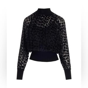 Tory Burch Black Devorè Velvet Top